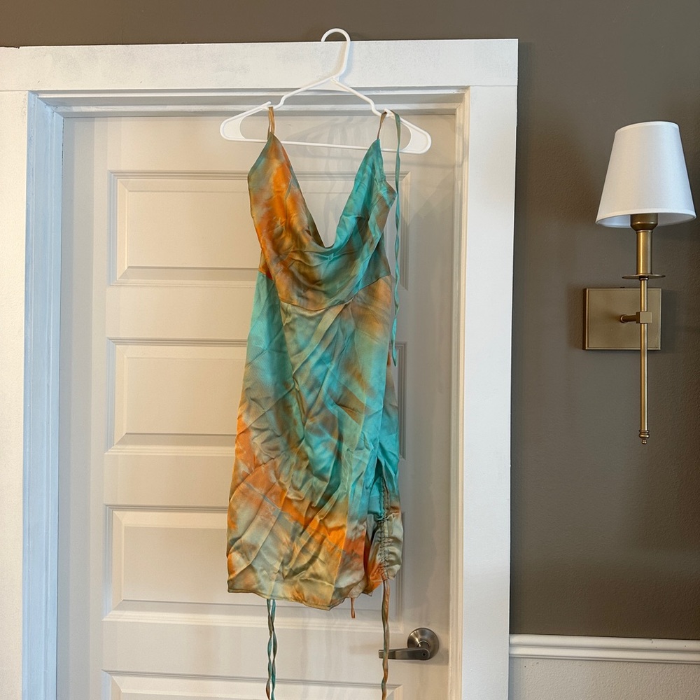 Multi color cowl neck mini